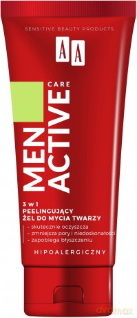 AA Men Active Care Peelingujący Żel do mycia twarzy 3w1 150 ml
