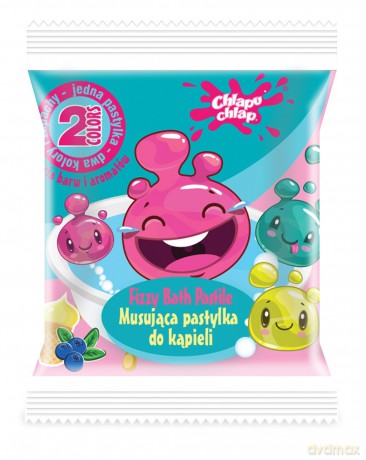 CHLAPU CHLAP Dwukolorowa Musująca Pastylka do kąpieli - jagoda i lody waniliowe 1 szt