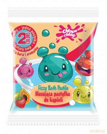 CHLAPU CHLAP Dwukolorowa Musująca Pastylka do kąpieli - mango i truskawka 1 szt