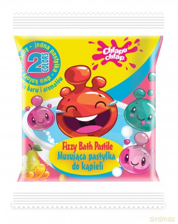 CHLAPU CHLAP Dwukolorowa Musująca Pastylka do kąpieli - oranżada i gruszka 1 szt