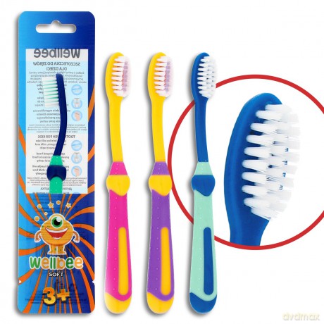 WELLBEE Szczoteczka dla dzieci KIDS(3+) Soft - mix kolorów 1 szt