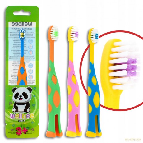 WELLBEE Szczoteczka dla dzieci KIDS(3+) Travel Soft (folia) - mix kolorów 1 szt