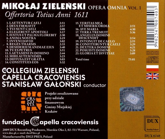Mikołaj Zieleński - Opera Omnia vol.1 [CD]