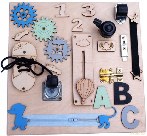 Tablica manipulacyjna drewniana niebieska MT05