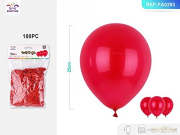 balony gumowe czerwone 25 cm 100 szt FA0293