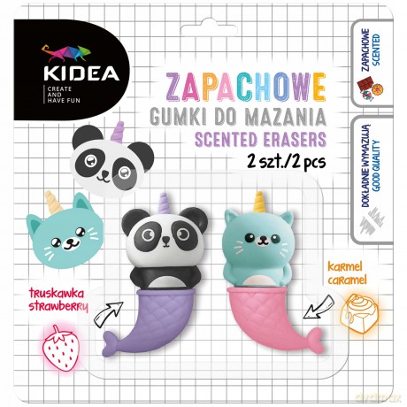 Gumki do mazania zapachowe kotek i panda 2szt