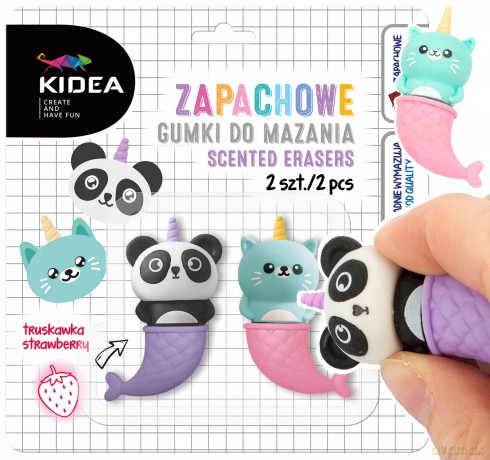Gumki do mazania zapachowe kotek i panda 2szt