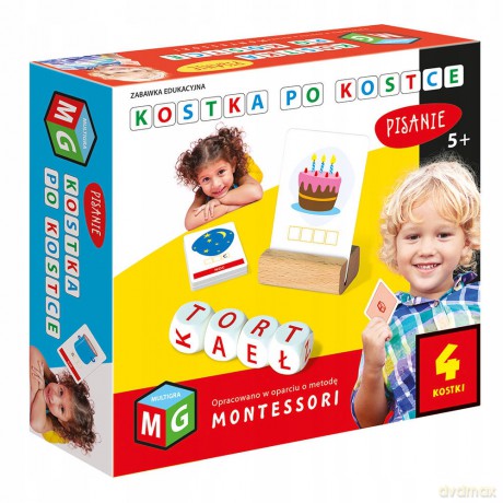 Montessori -Zabawka Edukacyjna Kostka Po Kostce-Pisanie 4 Kostk
