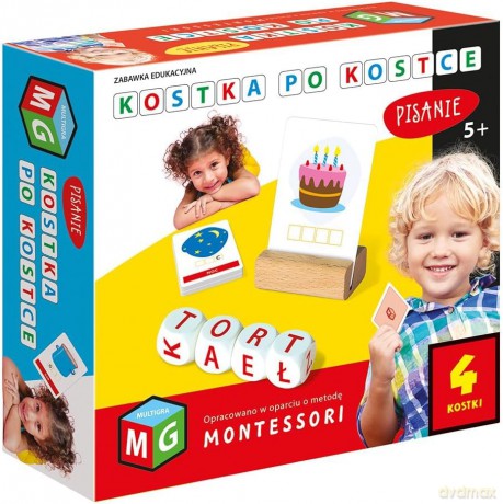Montessori -Zabawka Edukacyjna Kostka Po Kostce-Pisanie 4 Kostk