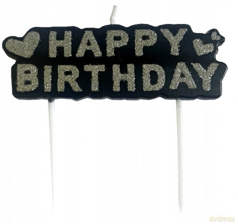 Świeczka napis Happy Birthday na patyku srebrna ED0201