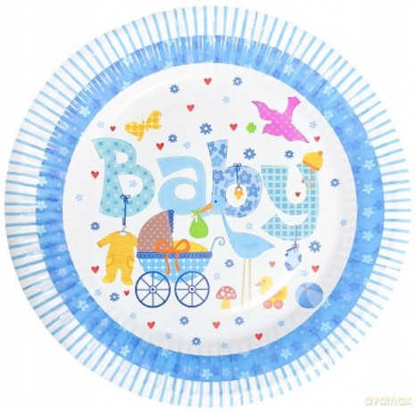 Talerzyki papierowe Baby niebieskie 61326