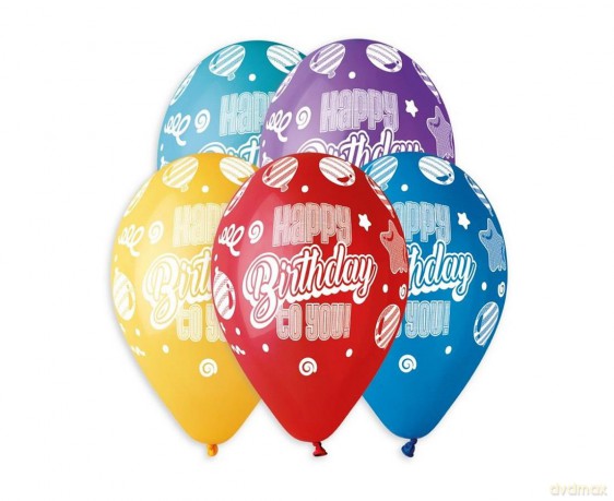 Balon premium 13'' Happy Birthday 5 szt