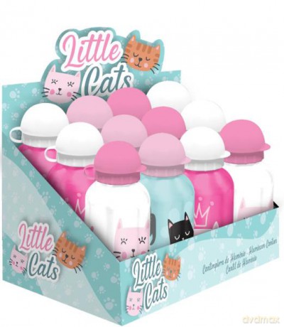 Bidon aluminiowy 500 ml 3 wzory Little Cats. KL10732 mix butelka na wodę