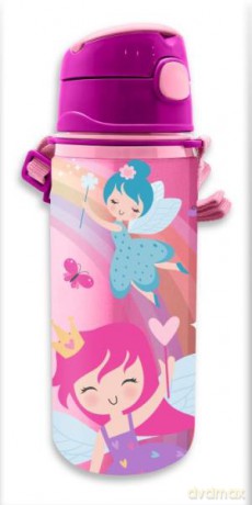 Bidon aluminiowy ze słomką 600 ml Fairy Princess KL11288 butelka na wodę