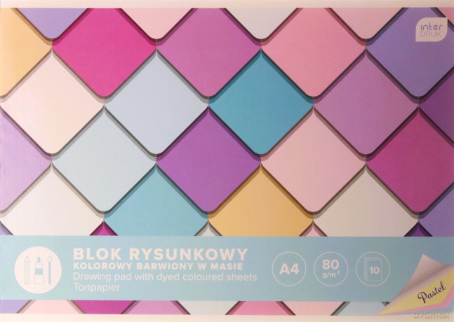 Blok A4 rysunkowy kolorowy 80g BWM pastel mix