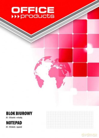 Blok biurowy OFFICE PRODUCTS A5 50k w kratkę 70gsm