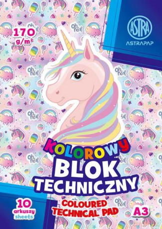 Blok kolorowy barwiony w masiePAP A3 170g 10 ark BS&Unicorn