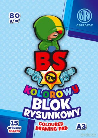 Blok kolorowy barwiony w masiePAP A3 80g 15ark BS&Rabbit