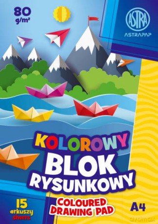 Blok kolorowy barwiony w masiePAP A4 80g 15 ark