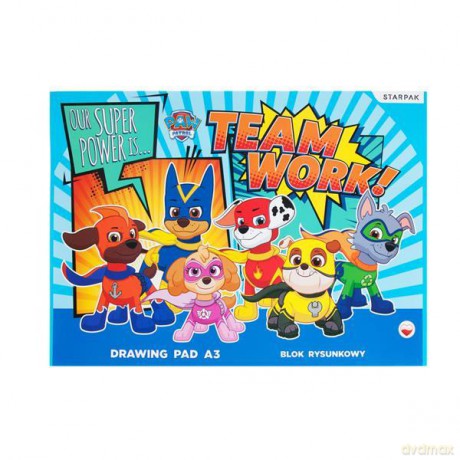 Blok rysunkowy A3 20k biały PAW PATROL Psi Patrol