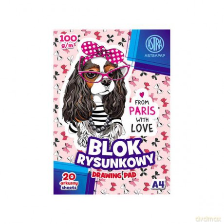 Blok rysunkowy A4 20ark 100g Puppy&Unicorn&MiniPAP