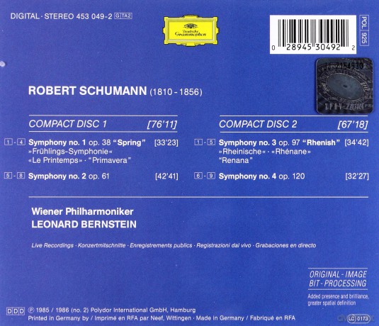 Double Bernstein Wp: Schumann Complete Symphonies [2CD]