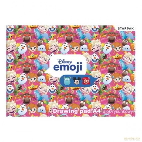 Blok rysunkowy A4/20k biały Emoji Frozen