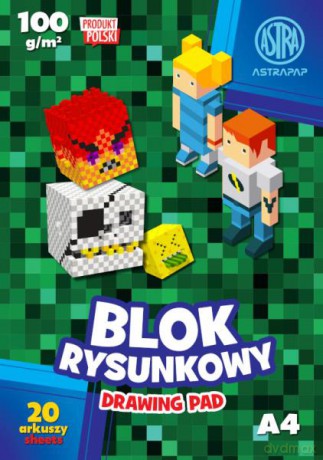 Blok rysunkowy biały A4 100g 20ark. PIXELpap