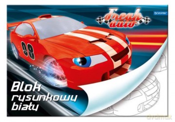 Blok rysunkowy biały A4 20k z kol. Freak Auto