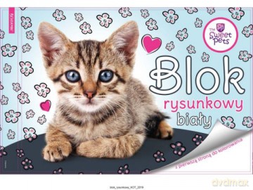 Blok rysunkowy biały A4/20k z pierwszą stroną do kolorowania The Sweet Pets Kot