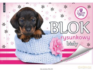 Blok rysunkowy biały A4/20k z pierwszą stroną do kolorowania The Sweet Pets Pies