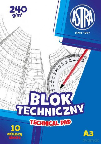 Blok techniczny biały A3 240g 10ark.