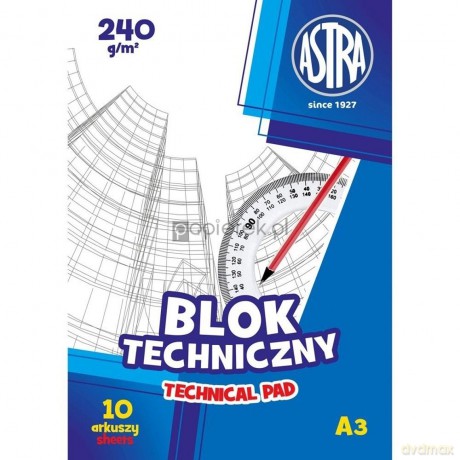 Blok techniczny biały A3 240g 10ark.