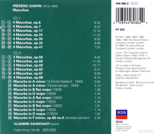 Double Decca: Ashkenaz: Chopin:Mazurkas [2CD]