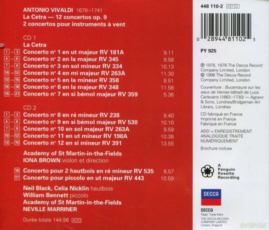 Double Decca  Brown,Akademy..: Vivaldi:La Cetra [2CD]
