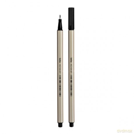 Cienkopis heksagon 0.7mm czar. 4 szt
