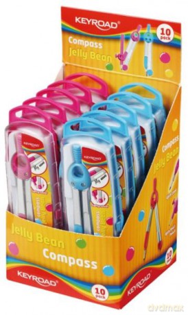 Cyrkiel KEYROAD Jelly-Bean, w etui, mix kolorów