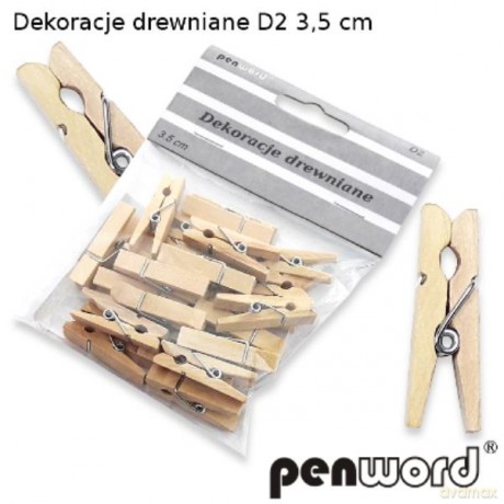Dekoracje drewniane (spinacz) D2 3,5 cm kolor drewna