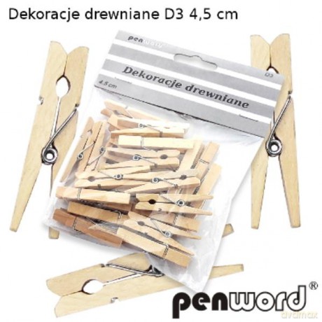 Dekoracje drewniane (spinacz) D3 4,5 cm kolor drewna
