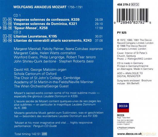 Double Decca Asc/E: Mozart/Laudate Dominum [2CD]