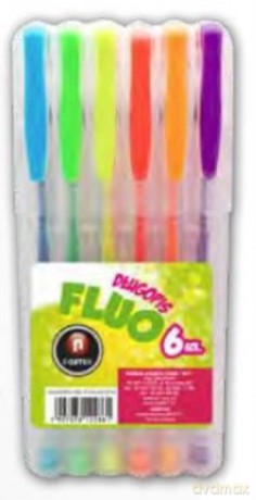 Długopis gel fluo 6kol. etui