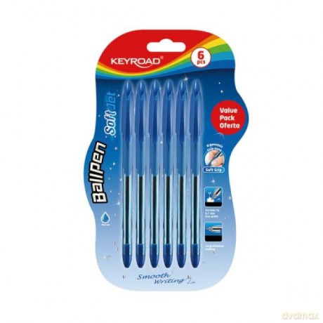 Długopis klasyczny 0,7mm 6szt blister KEYROAD Ball Pen Soft Jet