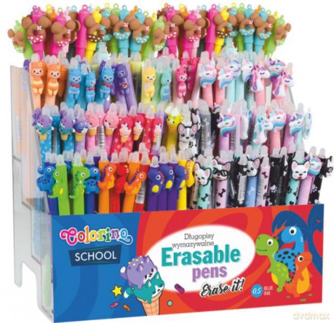 Długopis wymazywalny automatyczny Dino, Ice Cream, Unicorn, Lama, Dogs Colorino display 240 sztuk 82497 mix
