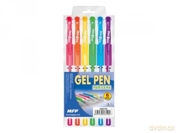 Długopis żelowy zestaw 6szt GN 1038-6 neon