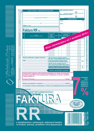 Faktura VAT RR dla rolników A5 185-3N