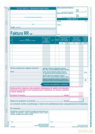 Faktura VAT RR dla rolników A5 185-3N