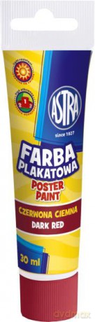 Farba plakatowa tuba 30 ml czerwona ciemna