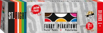 Farby plakatowe 12 kolorów 20 ml + 1 farba cielista gratis ST.RIGHT