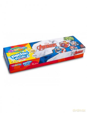 Farby plakatowe 12 kolorów 20 ml Colorino Kids Avengers