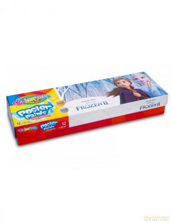Farby plakatowe 12 kolorów 20 ml Colorino Kids Frozen Kraina Lodu